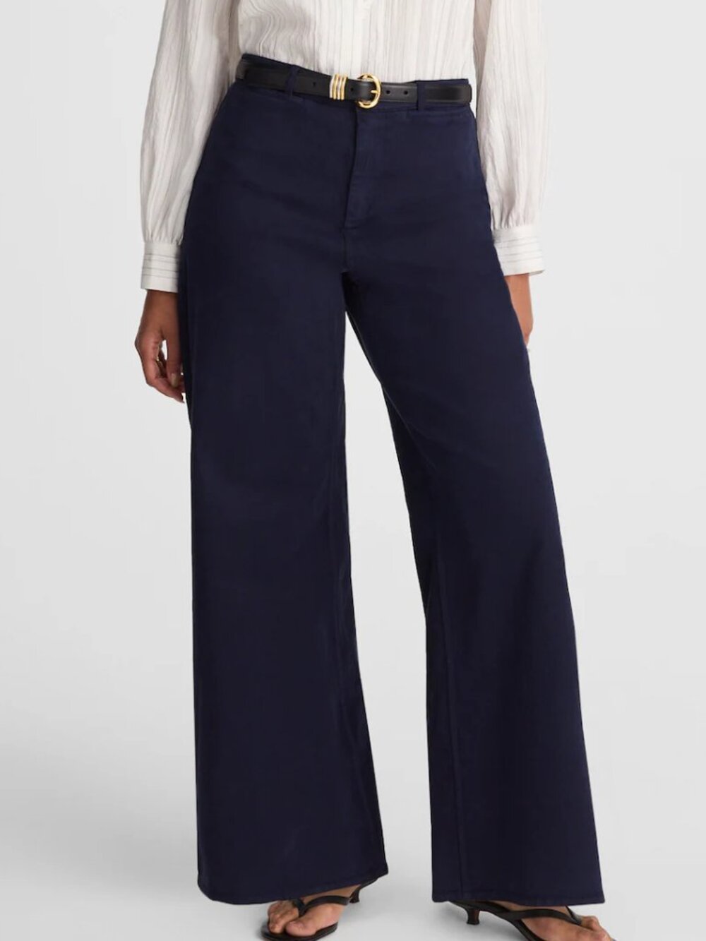 NWT Madewell The Curvy Wide-Leg Pant in Garment-Dyed Twill midnight navy